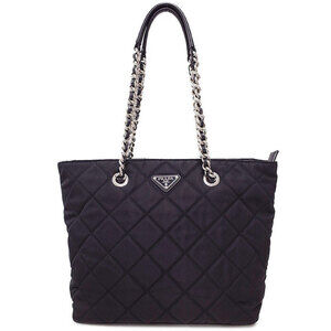 PRADA Quilted Chain Shoulder Bag Black